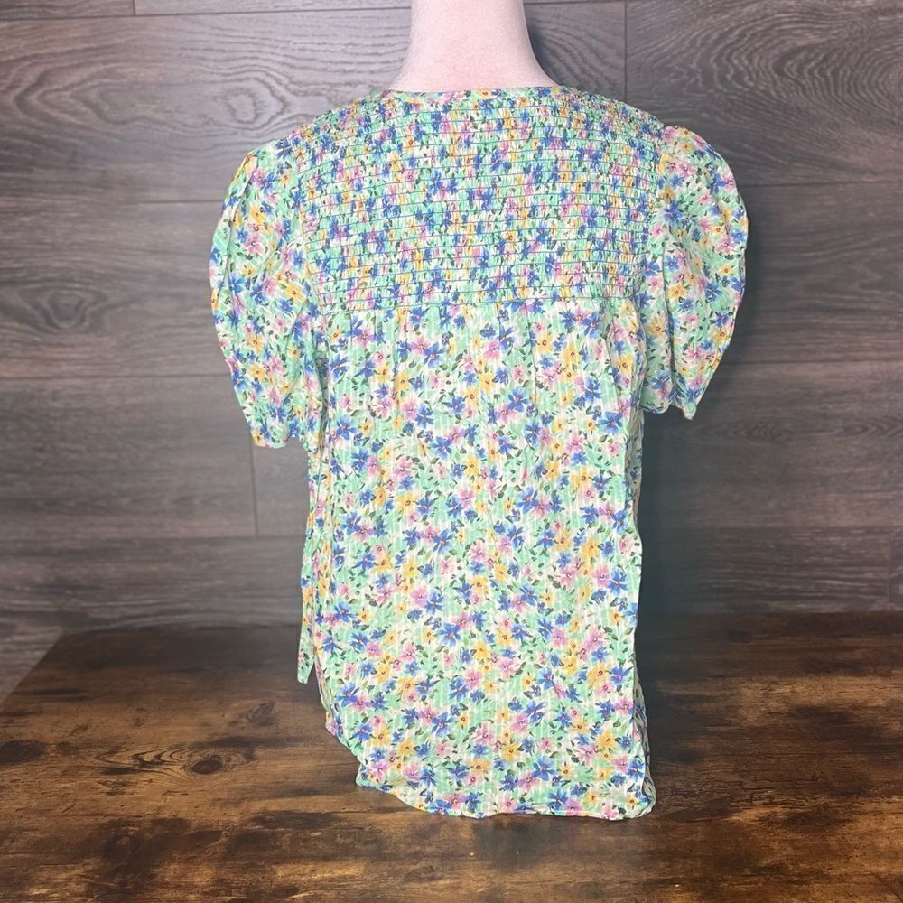 Shoshanna Kira Top in Spring Green Multi Floral with Smocking, Size Small. NWT! - Picture 6 of 16